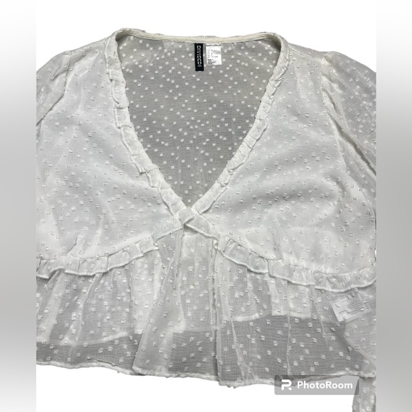 H&M Long Sleeve Dot Top Blouse - Picture 2 of 8